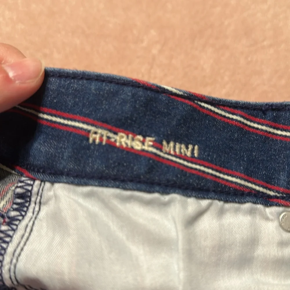 American Eagle Super Stretch Hi-Rise Mini Denim Skirt Red White & Blue